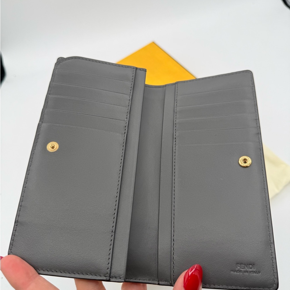 Fendi Charcoal Leather & Python Olock Wallet NWT - image 4
